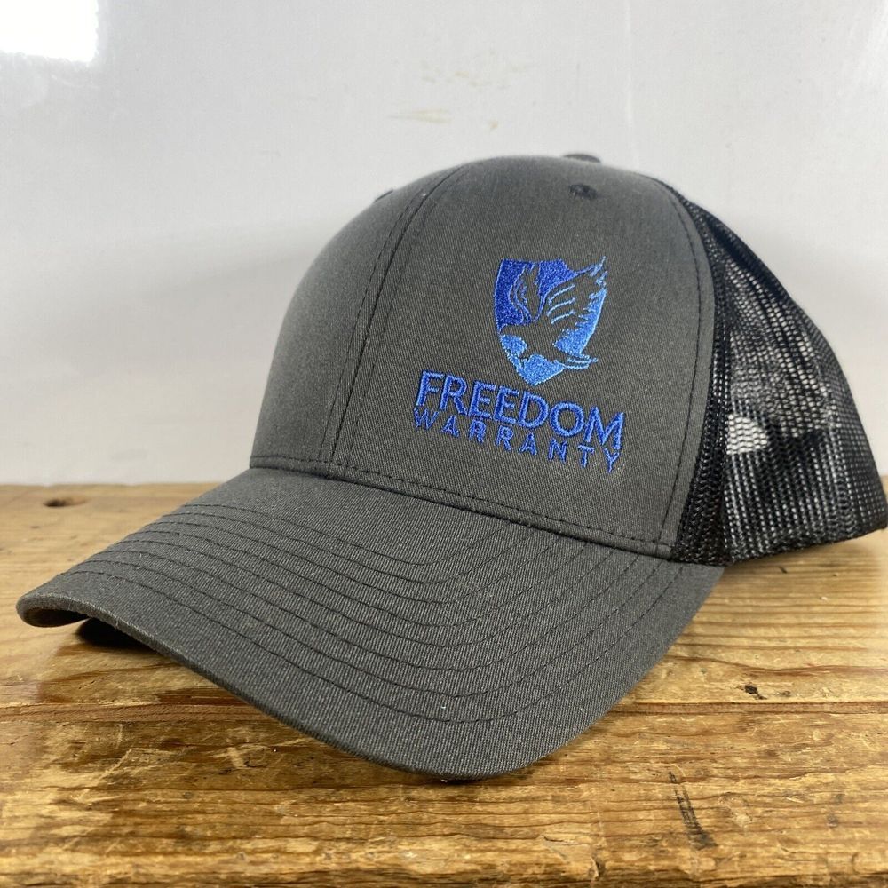 Freedom Warranty Mesh Snap Back Truckers Hat Racecar/Driver #20 Gray‎ Black
